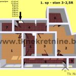 7. Tlocrt stana 3-2,5R – 68,30 m2 – 1. sprat