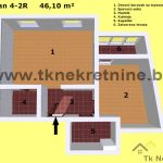 8. Tlocrt stana 4-2R – 46,10 m2 – 1. sprat