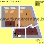 9. Tlocrt stana 10-2R – 35,75 m2 – potkrovlje